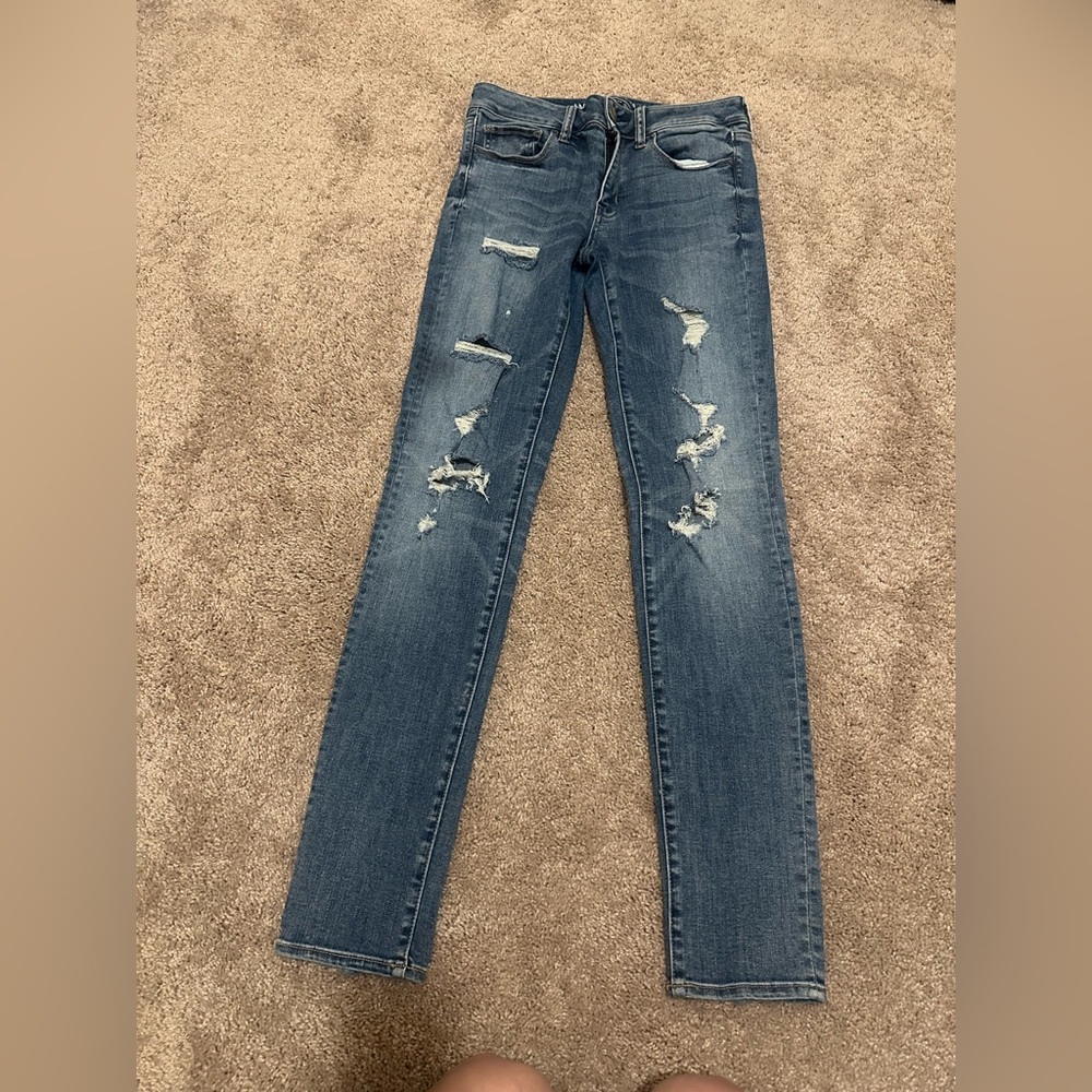 5 American Eagle Outfitters Blue Distressed Skinny Jeans